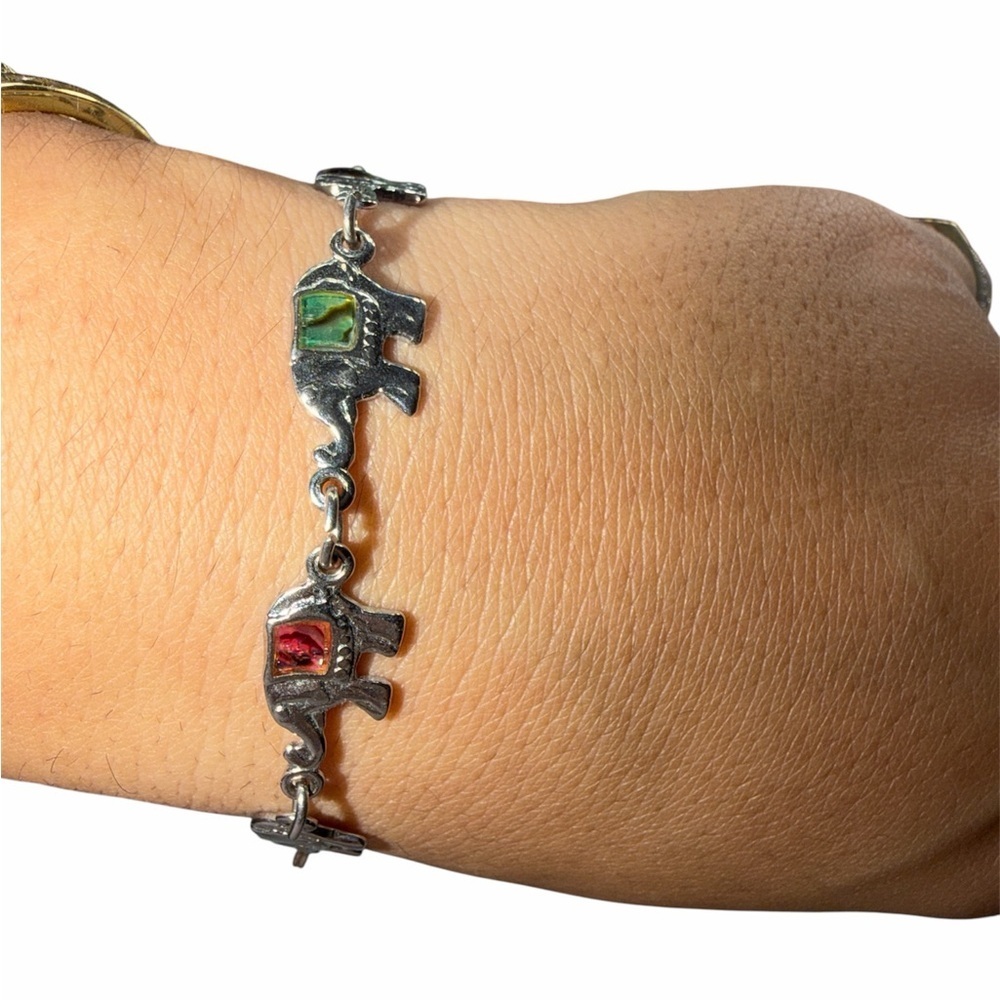 Elephant Bracelet with Multicolor Accents - Picture 2 of 2